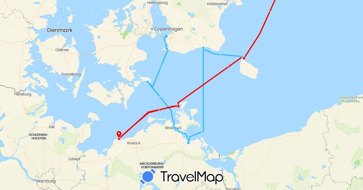 TravelMap itinerary: boat, 2024 ally in Germany, Denmark, Sweden (Europe)