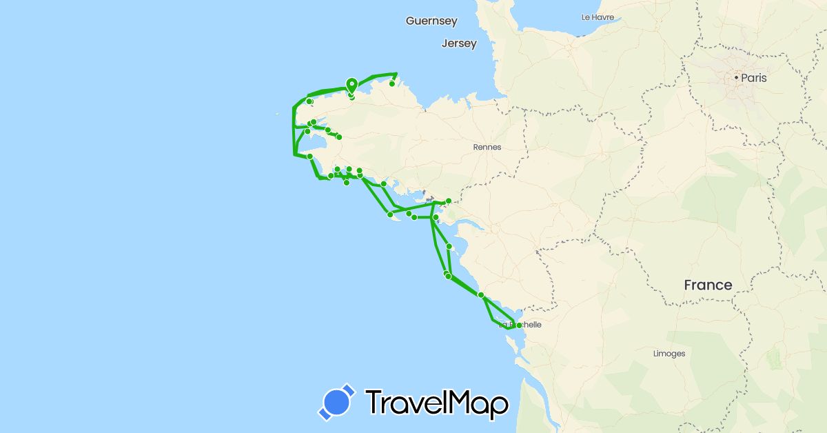 TravelMap itinerary: 2020 in France (Europe)