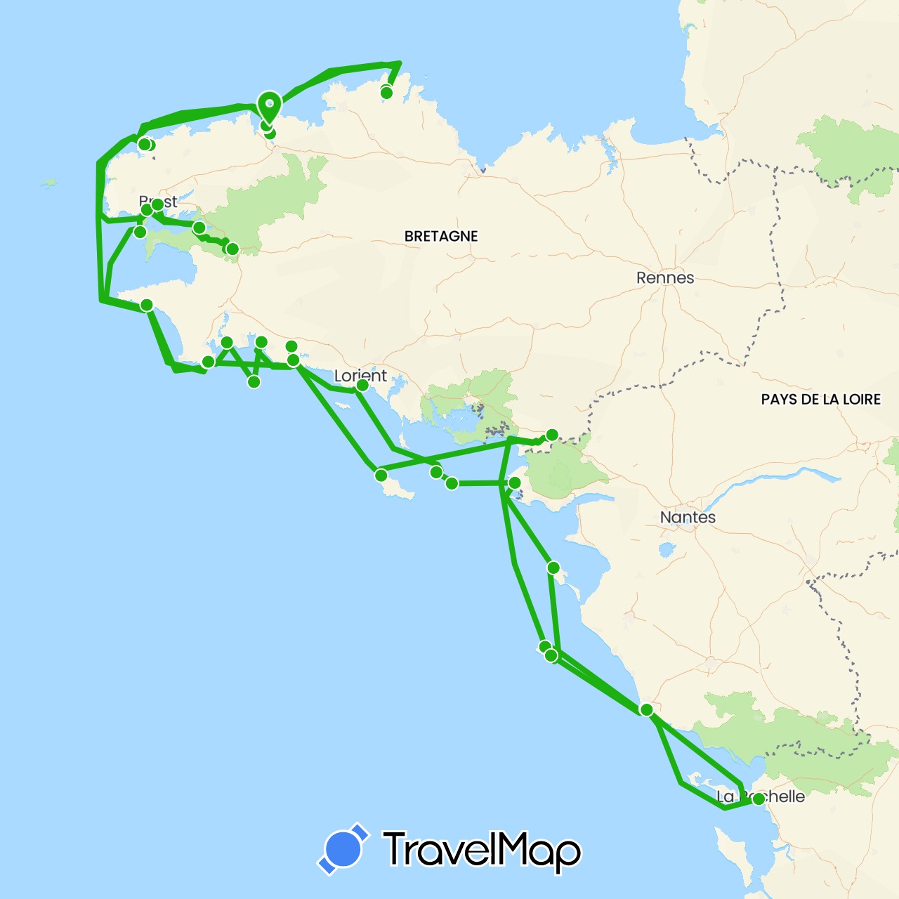 TravelMap itinerary: 2020 in France (Europe)